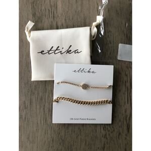 Ettika 18k Gold-Plated Crystal and gold Chain Bracelet Set